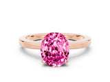 Rose gold Oval Cut Pink Sapphire Solitaire Engagement Ring with Classic Band and Four-Prong Setting_54