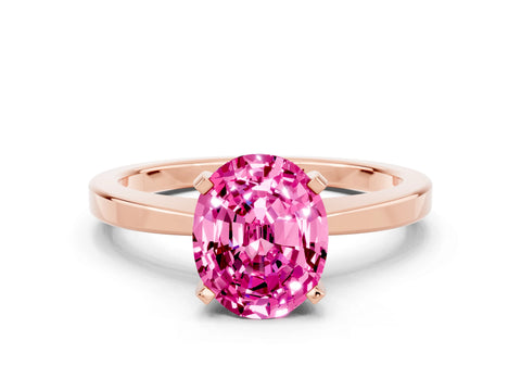 Rose gold Oval Cut Pink Sapphire Solitaire Engagement Ring with Classic Band and Four-Prong Setting_54