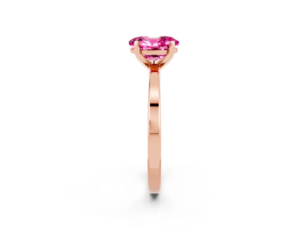 Rose gold Oval Cut Pink Sapphire Solitaire Engagement Ring with Classic Band and Four-Prong Setting