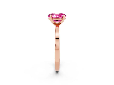 Rose gold Oval Cut Pink Sapphire Solitaire Engagement Ring with Classic Band and Four-Prong Setting_56