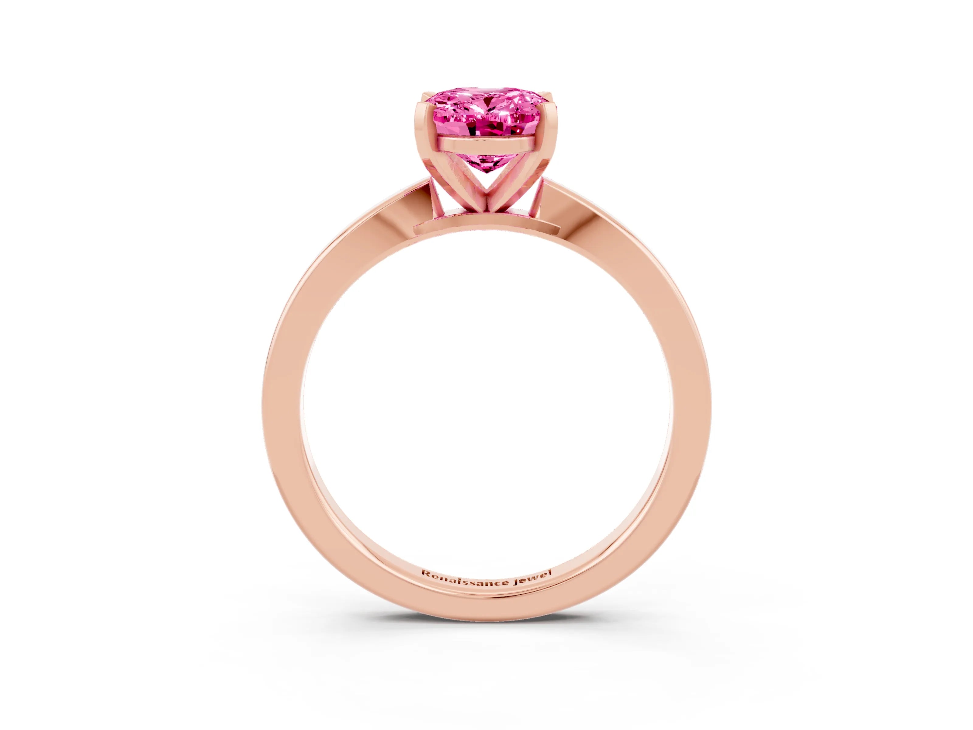 Rose gold Oval Cut Pink Sapphire Solitaire Engagement Ring with Classic Band and Four-Prong Setting_57
