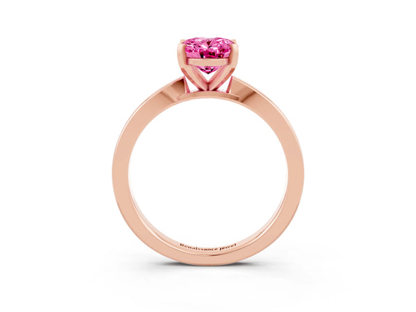 Rose gold Oval Cut Pink Sapphire Solitaire Engagement Ring with Classic Band and Four-Prong Setting
