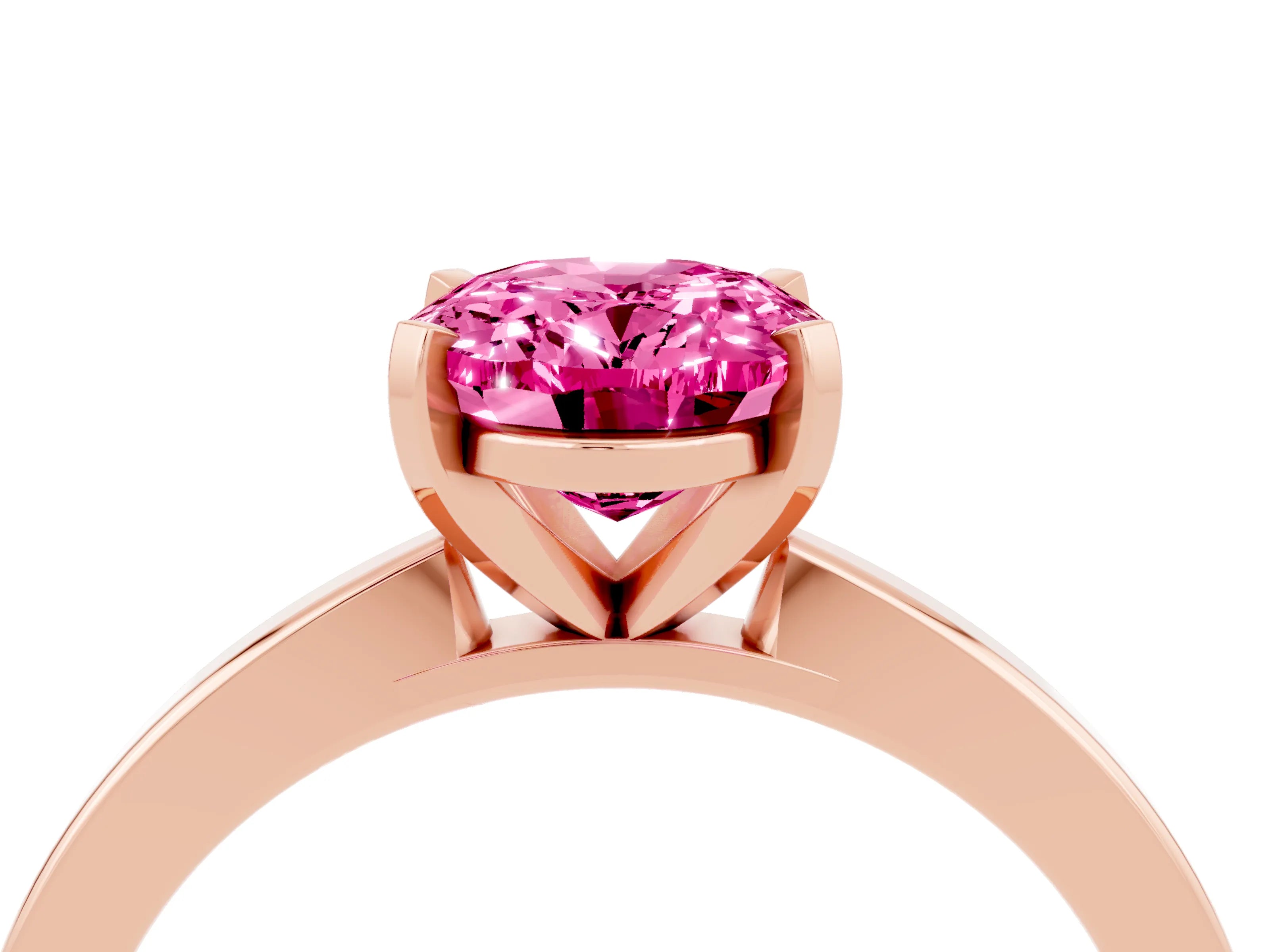 Rose gold Oval Cut Pink Sapphire Solitaire Engagement Ring with Classic Band and Four-Prong Setting_58