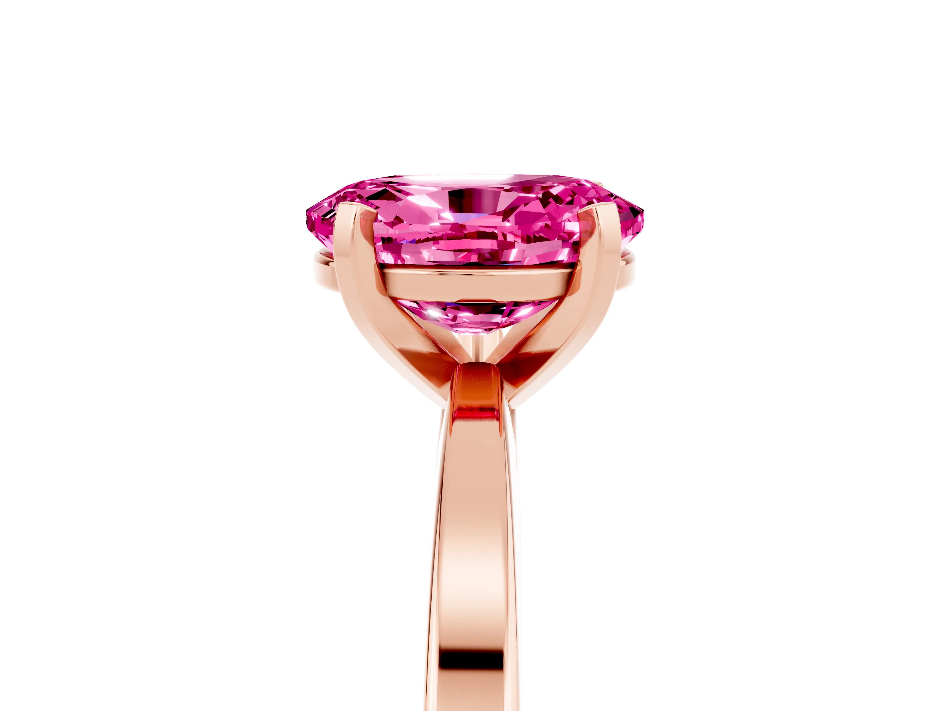 Rose gold Oval Cut Pink Sapphire Solitaire Engagement Ring with Classic Band and Four-Prong Setting_59