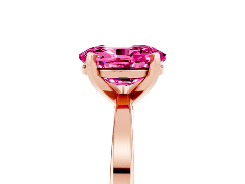 Rose gold Oval Cut Pink Sapphire Solitaire Engagement Ring with Classic Band and Four-Prong Setting_59