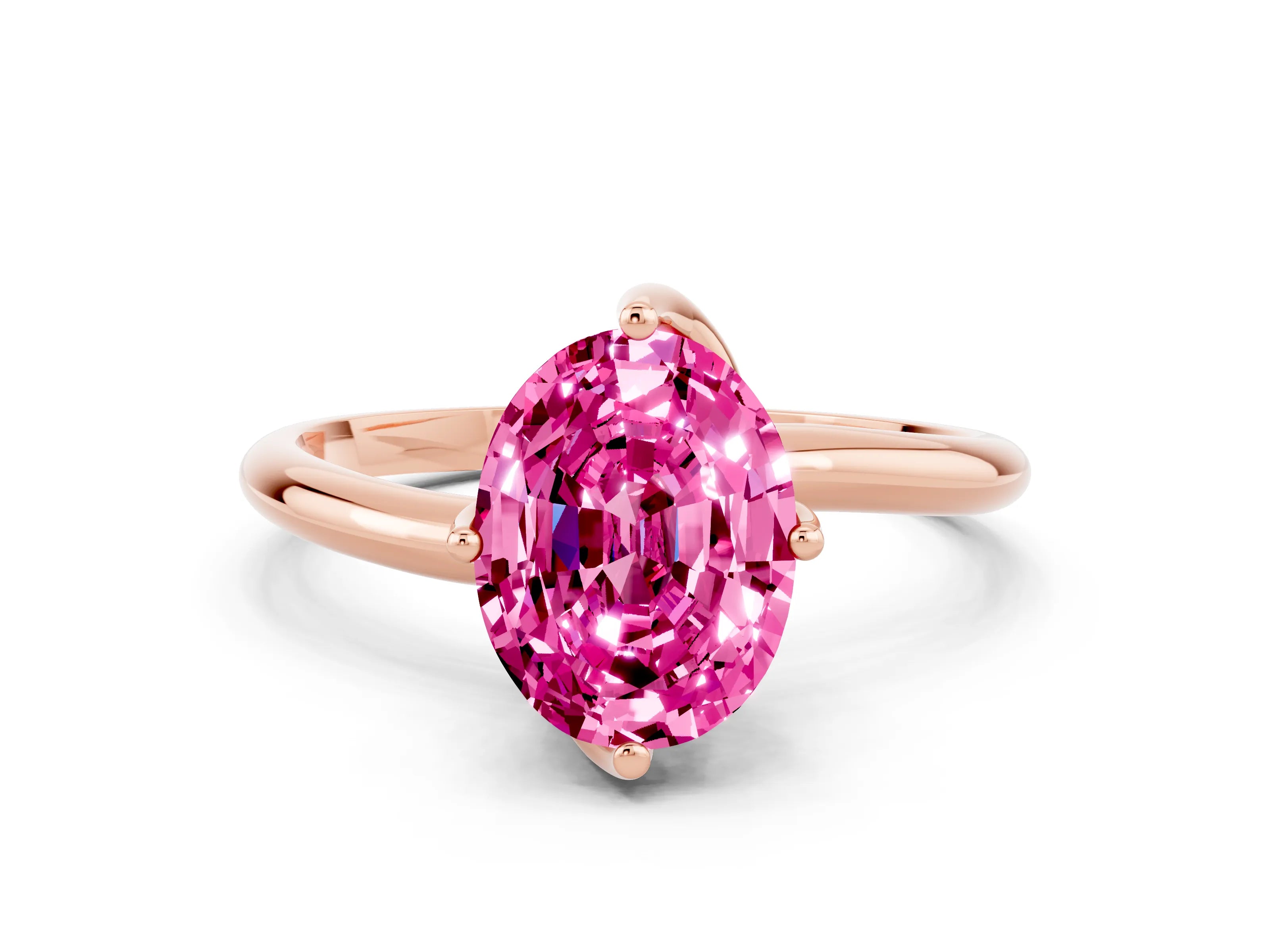 Rose gold Oval Cut Pink Sapphire Solitaire Engagement Ring with Four-Prong Setting and Classic Band_12