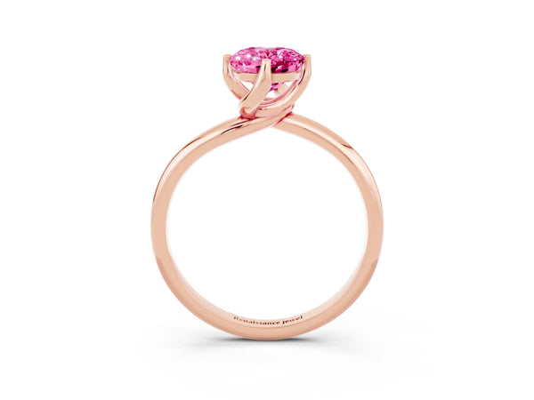 Rose gold Oval Cut Pink Sapphire Solitaire Engagement Ring with Four-Prong Setting and Classic Band