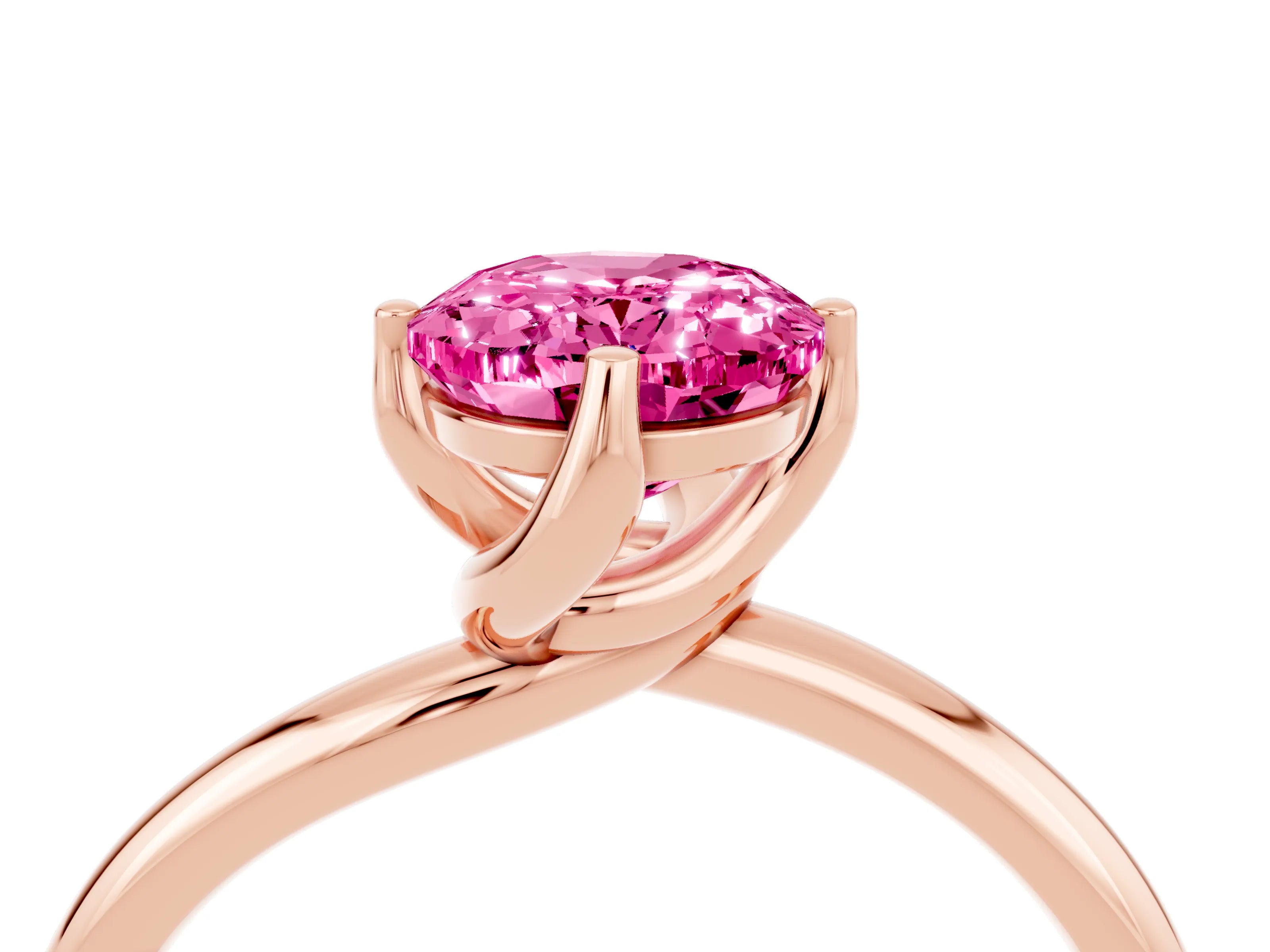 Rose gold Oval Cut Pink Sapphire Solitaire Engagement Ring with Four-Prong Setting and Classic Band_16