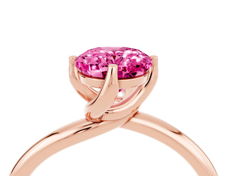 Rose gold Oval Cut Pink Sapphire Solitaire Engagement Ring with Four-Prong Setting and Classic Band_16