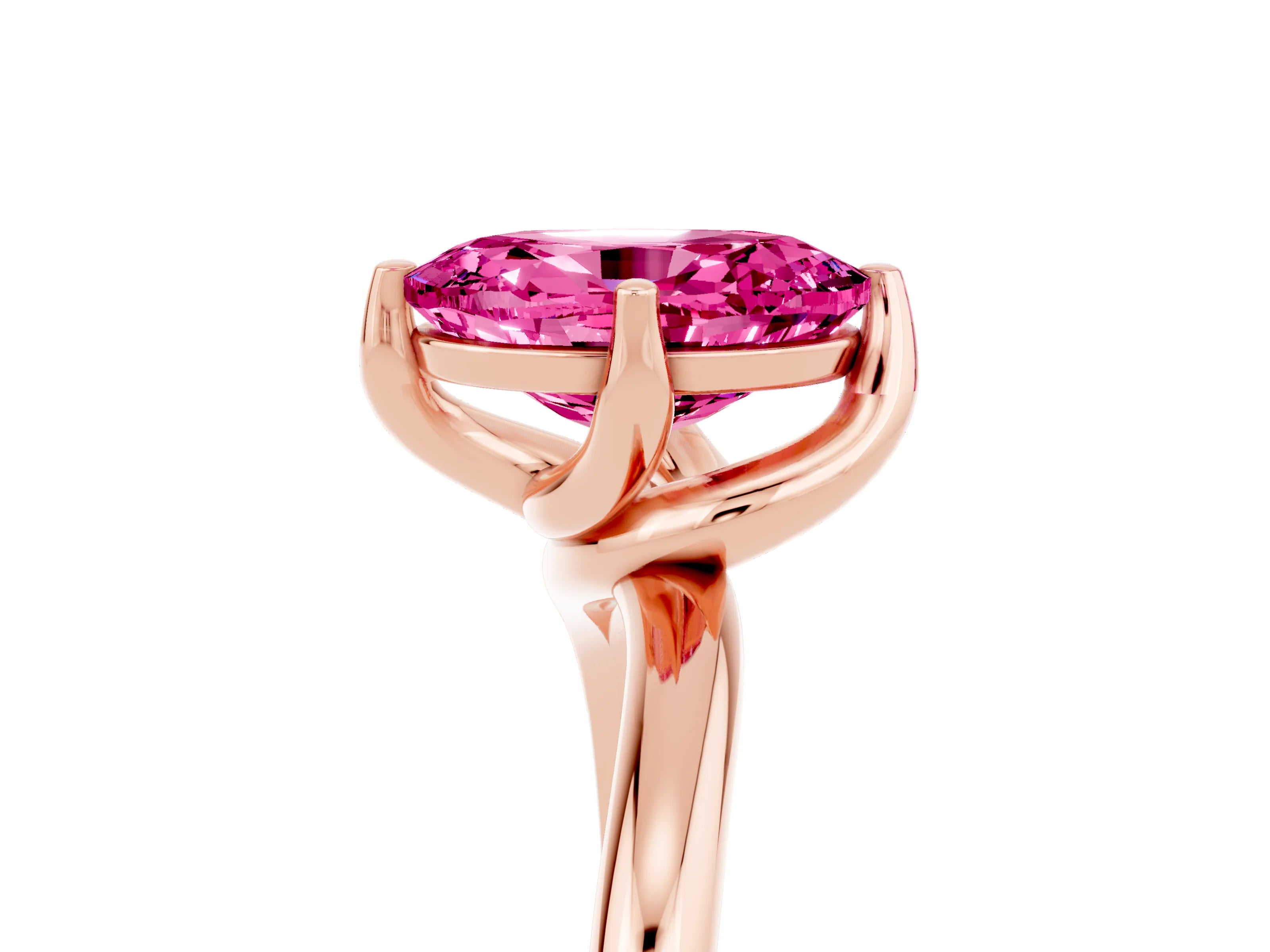 Rose gold Oval Cut Pink Sapphire Solitaire Engagement Ring with Four-Prong Setting and Classic Band_17