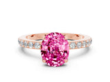 Rose gold Oval Cut Pink Sapphire Solitaire Engagement Ring with Pavé Band and Four-Prong Setting_36