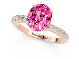 Rose gold Oval Cut Pink Sapphire Solitaire Engagement Ring with Pavé Band and Four-Prong Setting_37