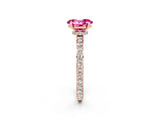 Rose gold Oval Cut Pink Sapphire Solitaire Engagement Ring with Pavé Band and Four-Prong Setting_38