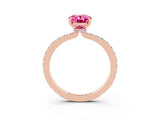 Rose gold Oval Cut Pink Sapphire Solitaire Engagement Ring with Pavé Band and Four-Prong Setting_39