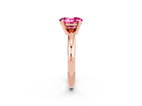 Rose gold Oval Cut Pink Sapphire Solitaire Engagement Ring with Round Band and Four-Prong Setting_26