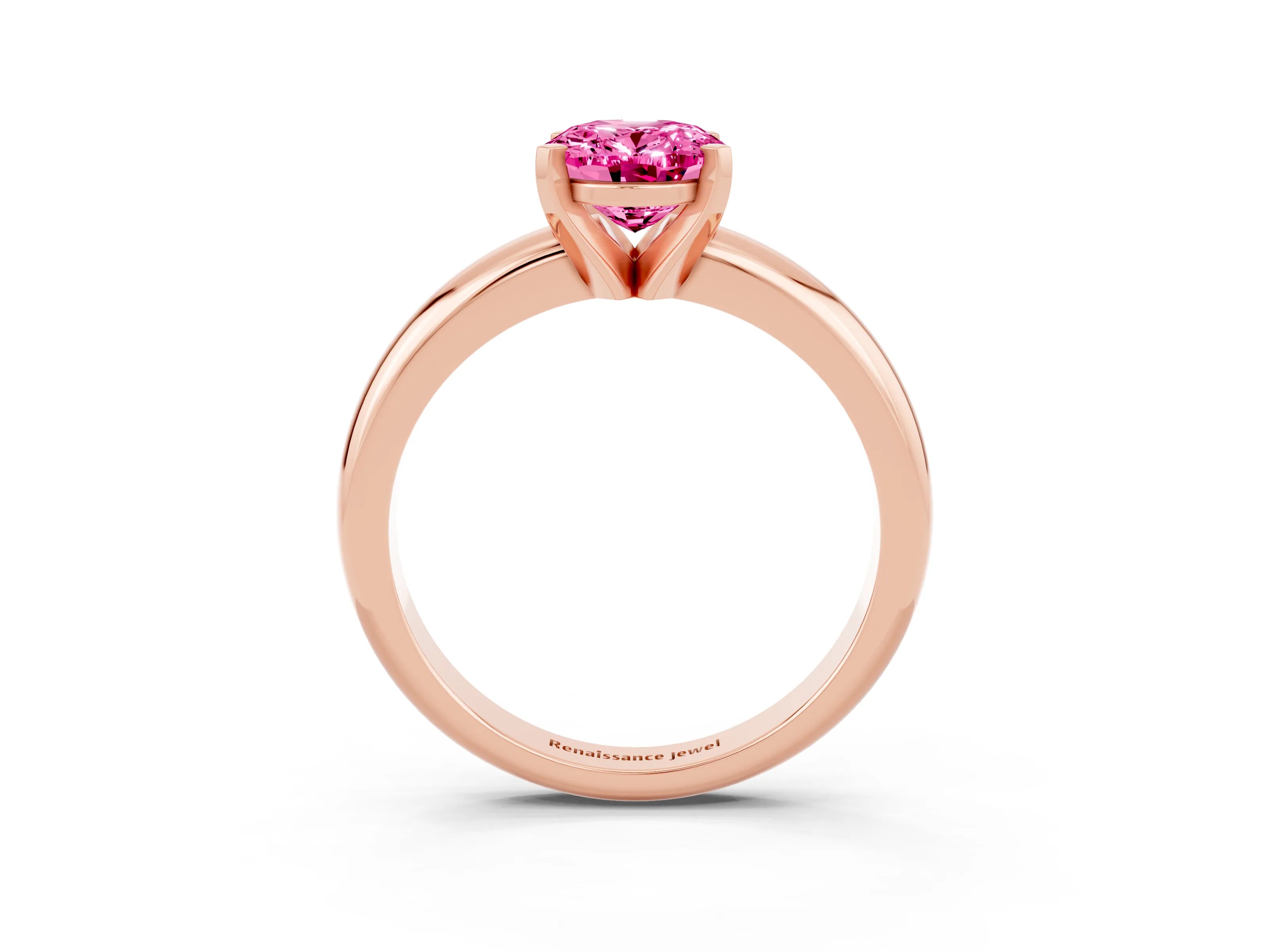 Rose gold Oval Cut Pink Sapphire Solitaire Engagement Ring with Round Band and Four-Prong Setting_27