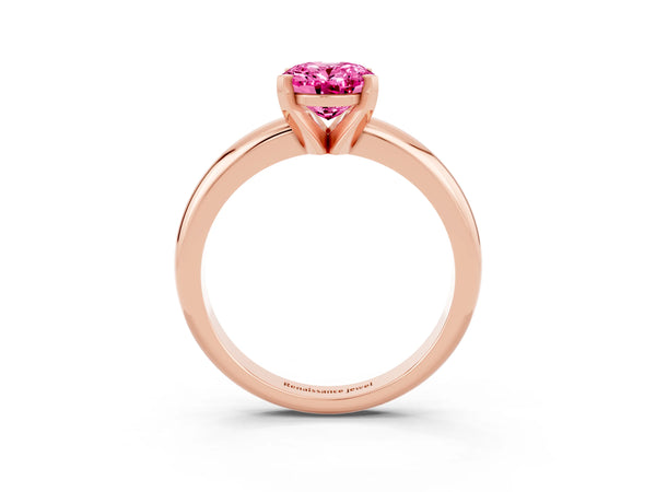 Rose gold Oval Cut Pink Sapphire Solitaire Engagement Ring with Round Band and Four-Prong Setting