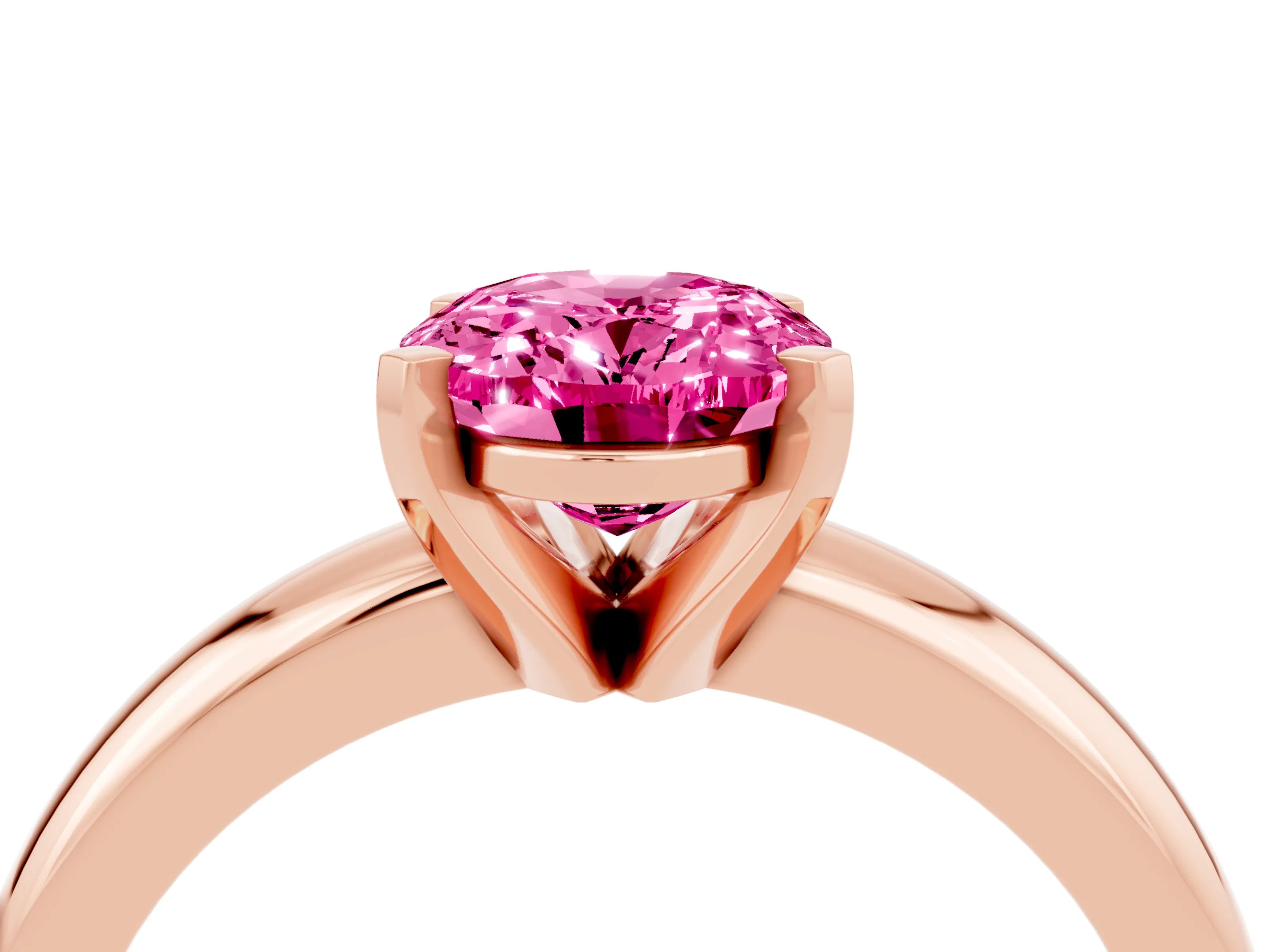 Rose gold Oval Cut Pink Sapphire Solitaire Engagement Ring with Round Band and Four-Prong Setting_28