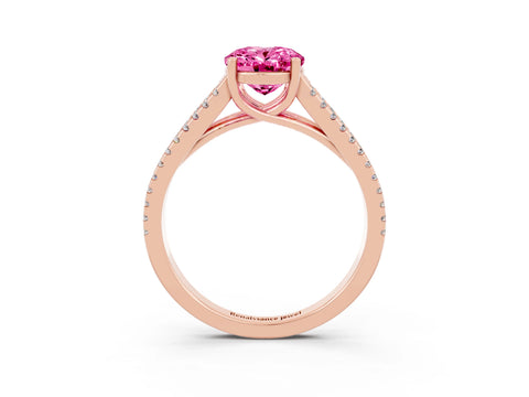 Rose gold Oval Cut Pink Sapphire Solitaire Engagement Ring with Split Shank Pavé Band_15