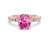 Rose gold Oval Cut Pink Sapphire Solitaire Pavé Band with Four-Prong Setting_24