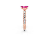 Rose gold Oval Cut Pink Sapphire Solitaire Pavé Band with Four-Prong Setting_26
