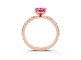 Rose gold Oval Cut Pink Sapphire Solitaire Pavé Band with Four-Prong Setting_27