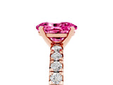 Rose gold Oval Cut Pink Sapphire Solitaire Pavé Engagement Ring with Round Band and Prong Setting_17