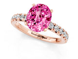 Rose gold Oval Cut Pink Sapphire Solitaire Pavé Engagement Ring with Round Band and Prong Setting_73