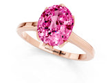 Rose gold Oval Cut Pink Sapphire Solitaire Ring with Flower Prong Setting and Classic Band_37