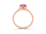 Rose gold Oval Cut Pink Sapphire Solitaire Ring with Flower Prong Setting and Classic Band_39