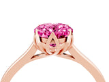 Rose gold Oval Cut Pink Sapphire Solitaire Ring with Flower Prong Setting and Classic Band_40