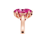 Rose gold Oval Cut Pink Sapphire Solitaire Ring with Flower Prong Setting and Classic Band_41