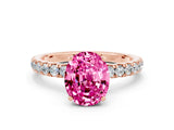 Rose gold Oval Cut Pink Sapphire Solitaire Ring with Pavé Accents and Four-Prong Setting_24