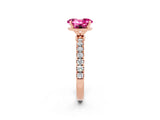 Rose gold Oval Cut Pink Sapphire Solitaire Ring with Pavé Accents and Four-Prong Setting_26