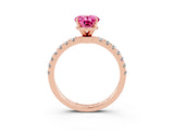 Rose gold Oval Cut Pink Sapphire Solitaire Ring with Pavé Accents and Four-Prong Setting_27