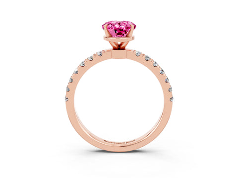 Rose gold Oval Cut Pink Sapphire Solitaire Ring with Pavé Accents and Four-Prong Setting_27