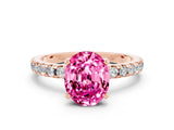 Rose gold Oval Cut Pink Sapphire Solitaire Ring with Pavé Band and Four-Prong Setting_60