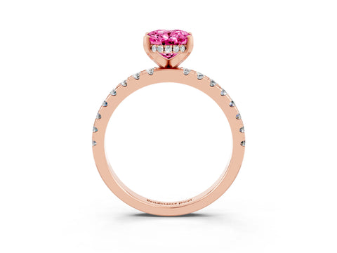 Rose gold Oval Cut Pink Sapphire Solitaire Ring with Pavé Band and Four-Prong Setting_63
