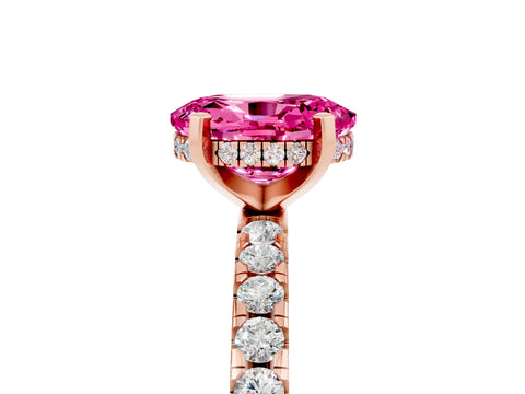 Rose gold Oval Cut Pink Sapphire Solitaire Ring with Pavé Band and Four-Prong Setting_65