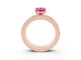 Rose gold Oval Cut Pink Sapphire Solitaire Ring with Pavé and Channel Set Band_27