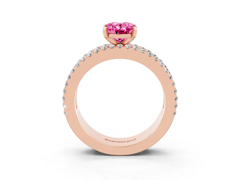Rose gold Oval Cut Pink Sapphire Solitaire Ring with Pavé and Channel Set Band_27