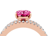 Rose gold Oval Cut Pink Sapphire Solitaire Ring with Pavé and Channel Set Band_28