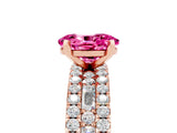 Rose gold Oval Cut Pink Sapphire Solitaire Ring with Pavé and Channel Set Band_29