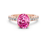 Rose gold Oval Cut Pink Sapphire Solitaire Ring with Round  Pavé Band and Four-Prong Setting_44