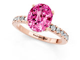 Rose gold Oval Cut Pink Sapphire Solitaire Ring with Round  Pavé Band and Four-Prong Setting_45
