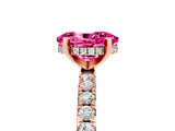 Rose gold Oval Cut Pink Sapphire Solitaire Ring with Round  Pavé Band and Four-Prong Setting_49