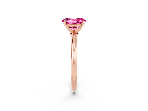 Rose gold Oval Cut Pink Sapphire Solitaire Ring with Six-Prong Setting and Classic Band