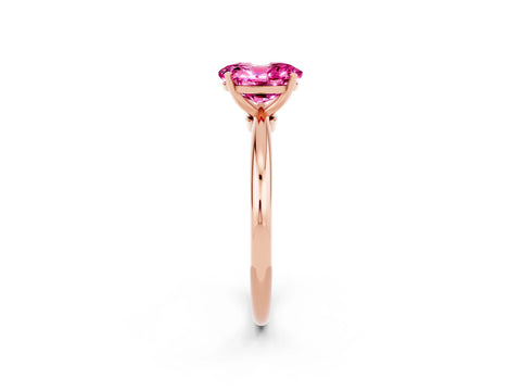Rose gold Oval Cut Pink Sapphire Solitaire Ring with Six-Prong Setting and Classic Band_2