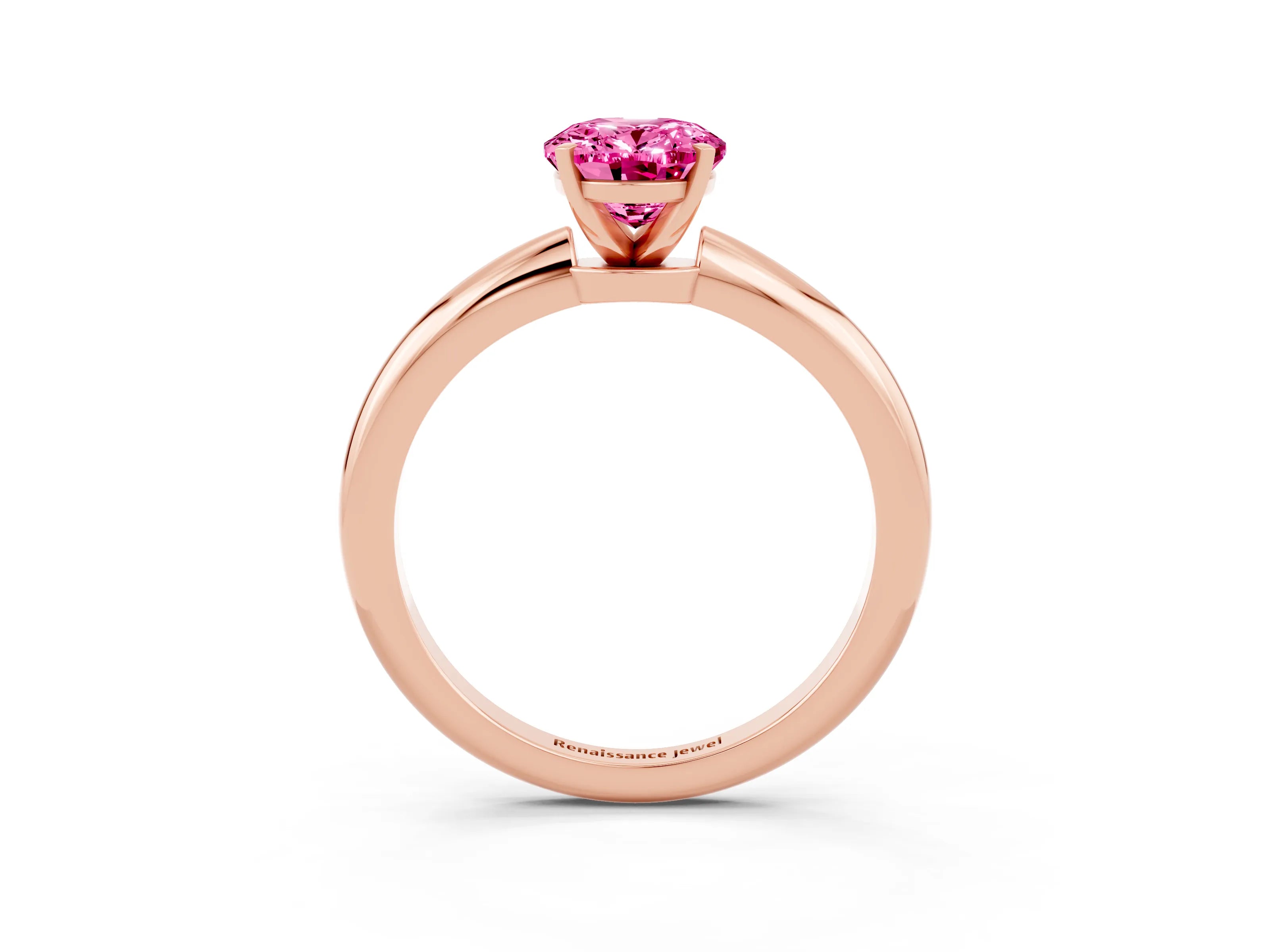 Rose gold Oval Cut Pink Sapphire Solitaire Ring with Six-Prong Setting and Classic Band_3