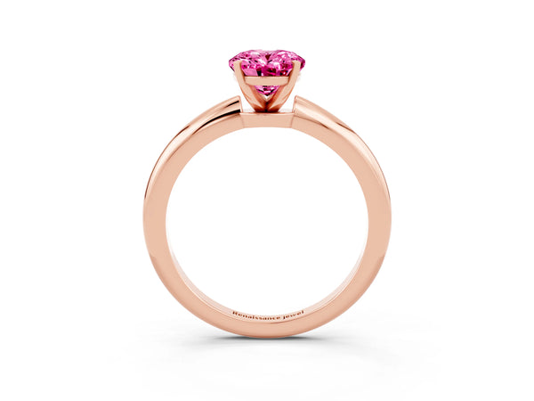 Rose gold Oval Cut Pink Sapphire Solitaire Ring with Six-Prong Setting and Classic Band